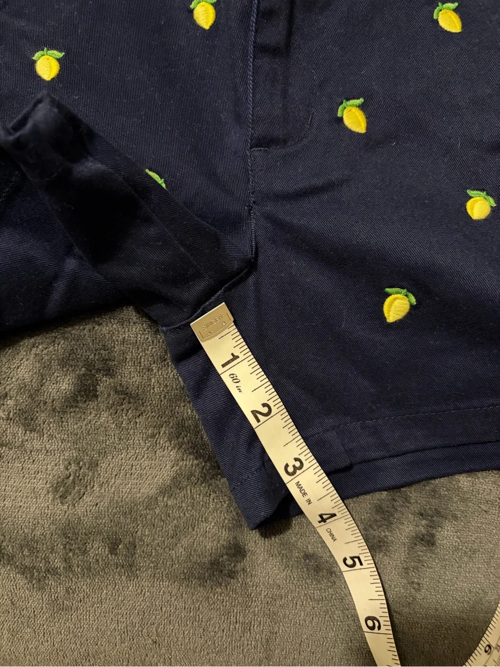 Janie and Jack boys Navy Shorts with Yellow Lemon Embroidery -2T